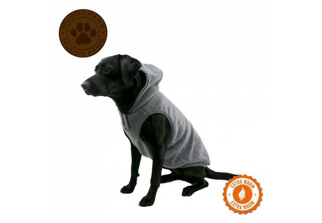 Ancol Teddy Sherpa Fleece Jumper with Hood Grey