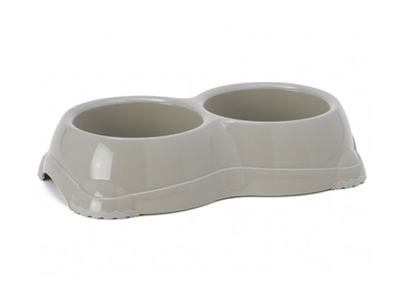 Smarty Plastic Twin Bowl 2x330ml Grey