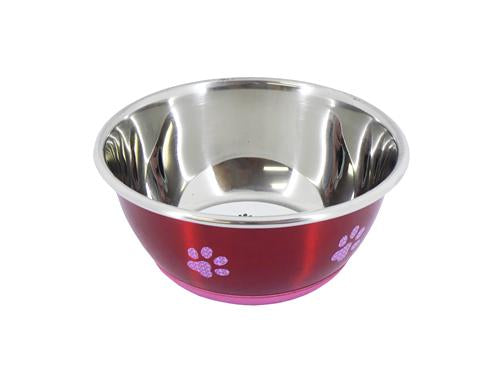 Cheeko Fusion Non Slip Stainless Steel Fashion Dog Bowl Red