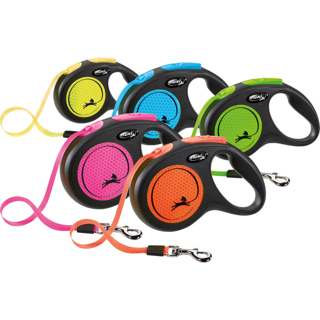 Flexi Neon Retractable Tape Lead Medium 5m