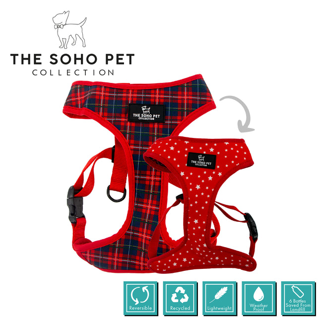 Soho Pet Reversible Harness Tartan/Stars