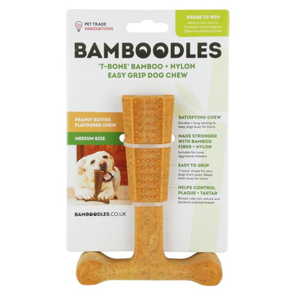 Bamboodles T-Bone Dog Chew Peanut Butter Flavour