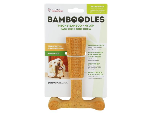 Bamboodles T-Bone Dog Chew Peanut Butter Flavour