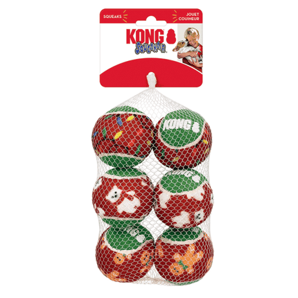 Kong Christmas SqueakAir Balls 6pk Medium