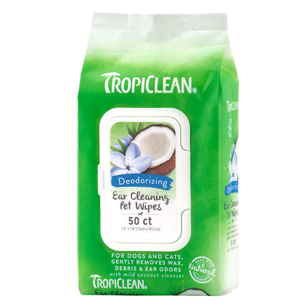 TROPICLEAN EAR CLEANING WIPES 50CT