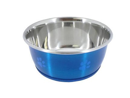 Cheeko Fusion Non Slip Stainless Steel Fashion Dog Bowl Blue