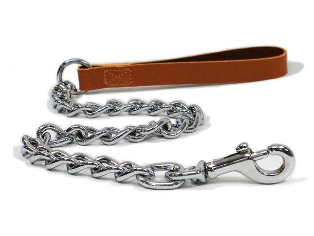 ANCOL LEATHER EXTRA HEAVY CHAIN LEAD TAN 80CM
