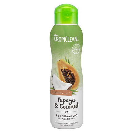 TROPICLEAN PET SHAMPOO & CONDITIONER PAPAYA & COCONUT 355ML