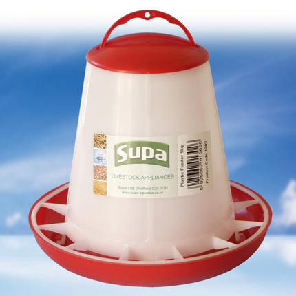 Red & White Poultry Feeder 1kg