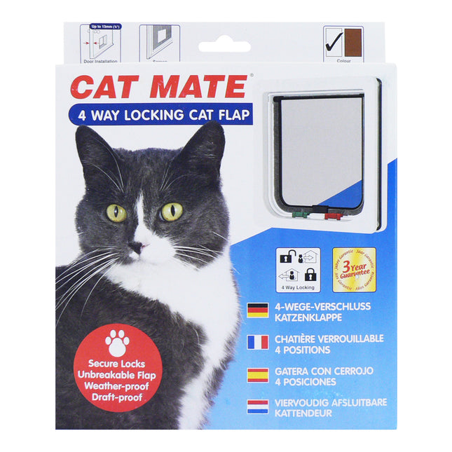 4-Way Locking Cat Flap White