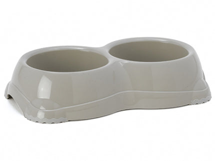 Smarty Plastic Twin Bowl 2x645ml Grey