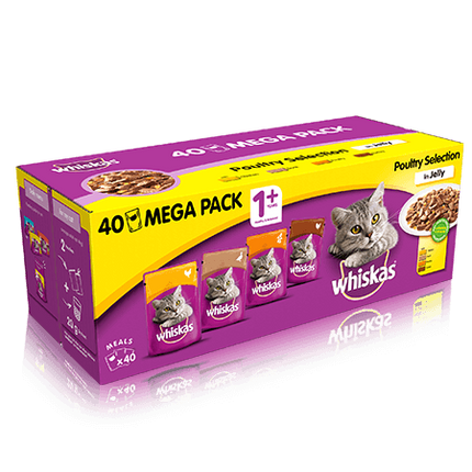 Whiskas Pouches Poultry In Jelly 1+ 40 For 36 X 100g