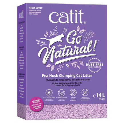 CATIT GO NATURAL PEAS HUSK CLUMPING LITTER LAVENDER 14L