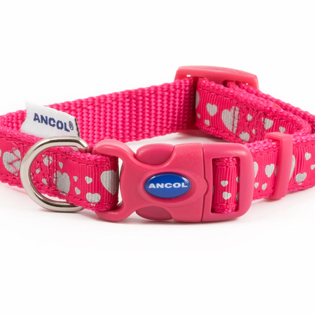PINK REFLECTIVE HEARTS ADJUSTABLE COLLAR