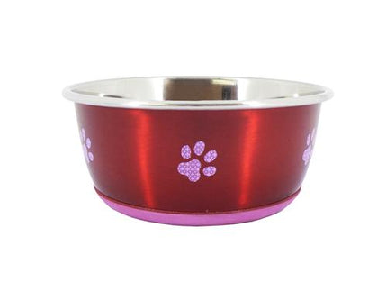 Fusion Non Slip Stainless Steel Fashion Dog Bowl Red