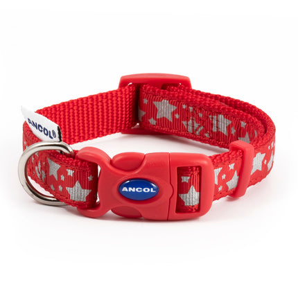 STARS REFLECTIVE ADJUSTABLE COLLAR RED