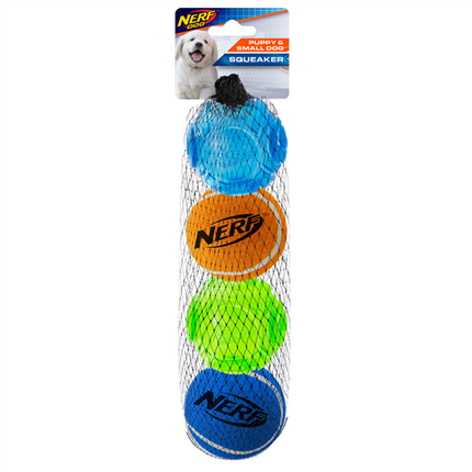 Nerf Puppy TPR Sonic Tennis Ball - 4 Pack - Assorted - 5 cm (2 in)