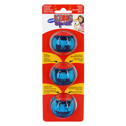 KONG Squeeze Action Ball Red/blue 3 Pack Medium