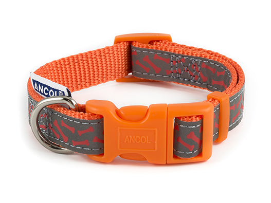 ANCOL BONE REFLECTIVE COLLAR ORANGE