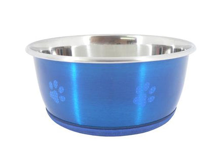 Fusion Non Slip Stainless Steel Fashion Dog Bowl Blue