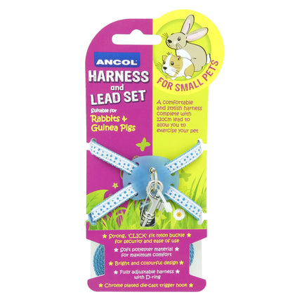 RABBIT & GUINEA PIG HARNESS & LEAD SET BLUE