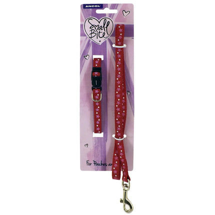 ANCOL SMALL BITE RED STARS PUPPY COLLAR & LEAD SET